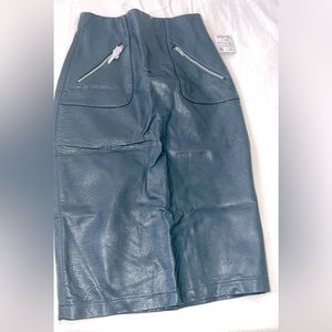 Zara Navy blue straight faux leather skirt.